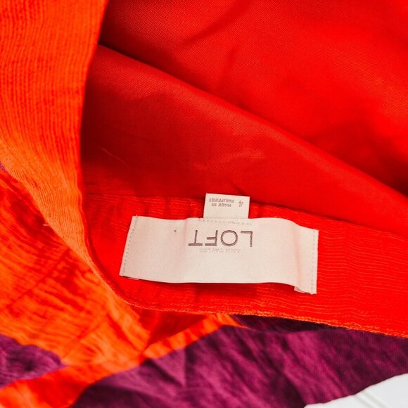 LOFT Womens Striped A-Line Skirt Size S Red & Purple Cotton Blend - Picture 3 of 6